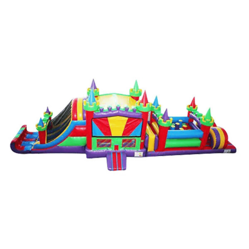 49ft Castle Quest Obstacle Course – Compact Medieval-Themed Challenge Front Top View Close