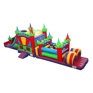 49ft Castle Quest Obstacle Course – Compact Medieval-Themed Challenge Front Left View