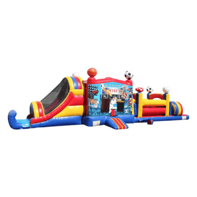 49ft All-Star Sports Obstacle Course – Athletic-Themed Inflatable Adventure Front Right Alternate View