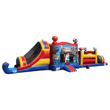 49ft All-Star Sports Obstacle Course – Athletic-Themed Inflatable Adventure Front Right View