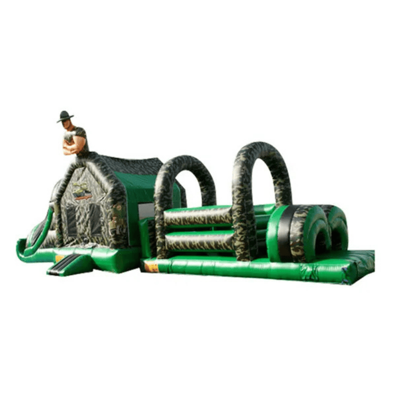 49ft Sergeant Boot Camp Obstacle Course – Military-Themed Inflatable Action Front Left View
