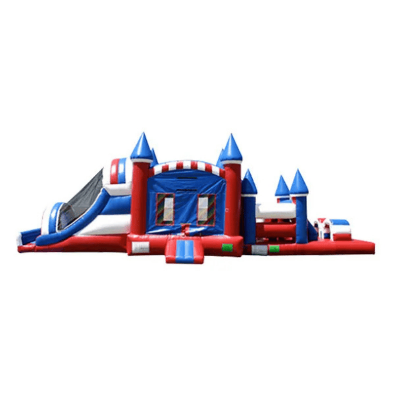 45ft All-American Obstacle Course – Patriotic Inflatable for National Holidays Front View