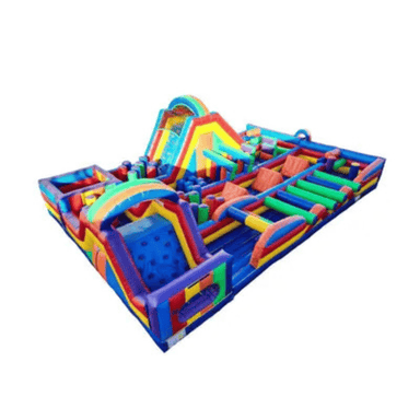 3-Piece Colossus Obstacle Course – Ultimate Multi-Section Inflatable Challenge Front Corner View