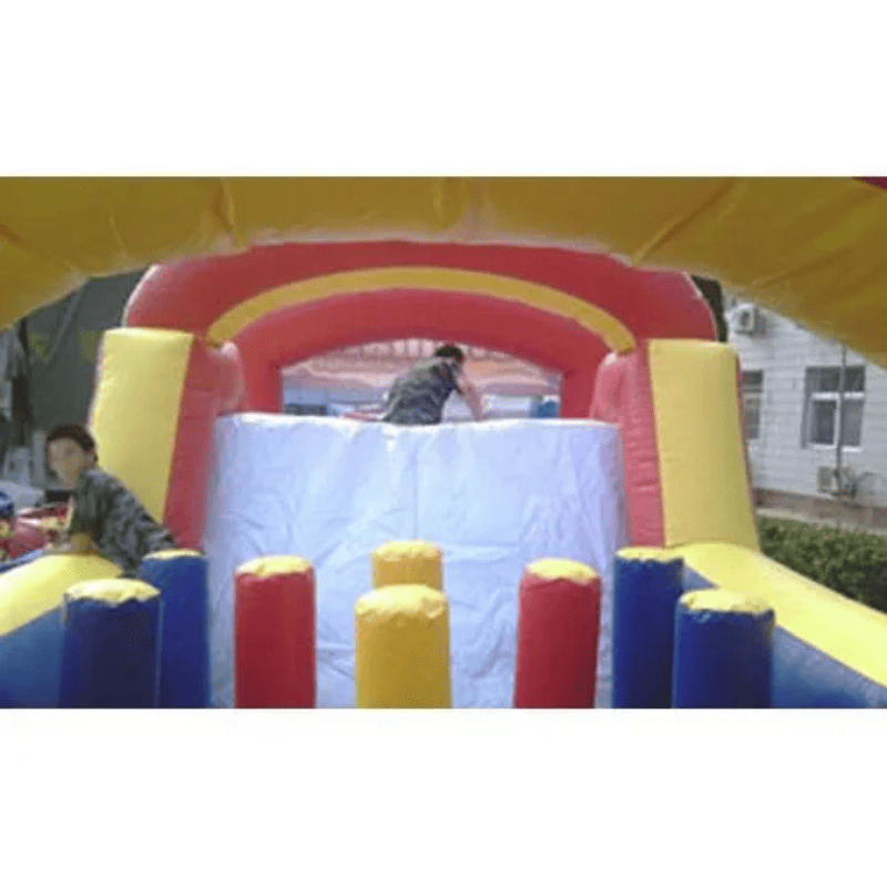 Moonwalk USA 30'L Obstacle Course Inside Kids Playing View