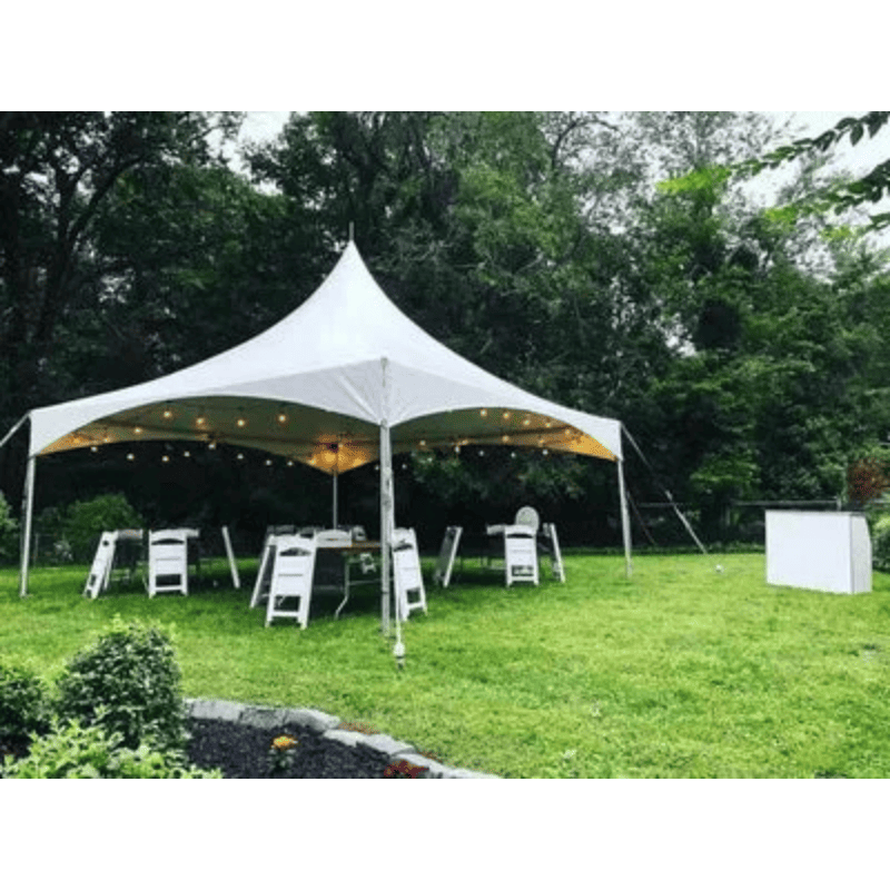 20x20 High Peak Cross Cable Frame Tent Outside Venue View