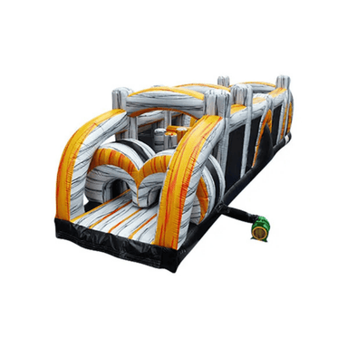 38ft Golden Road Obstacle – Eye-Catching Inflatable with Bold Colors Front Left View