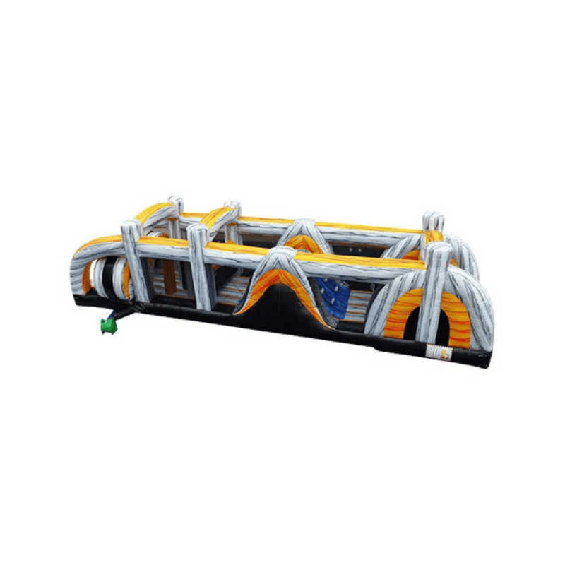 38ft Golden Road Obstacle – Eye-Catching Inflatable with Bold Colors Side View