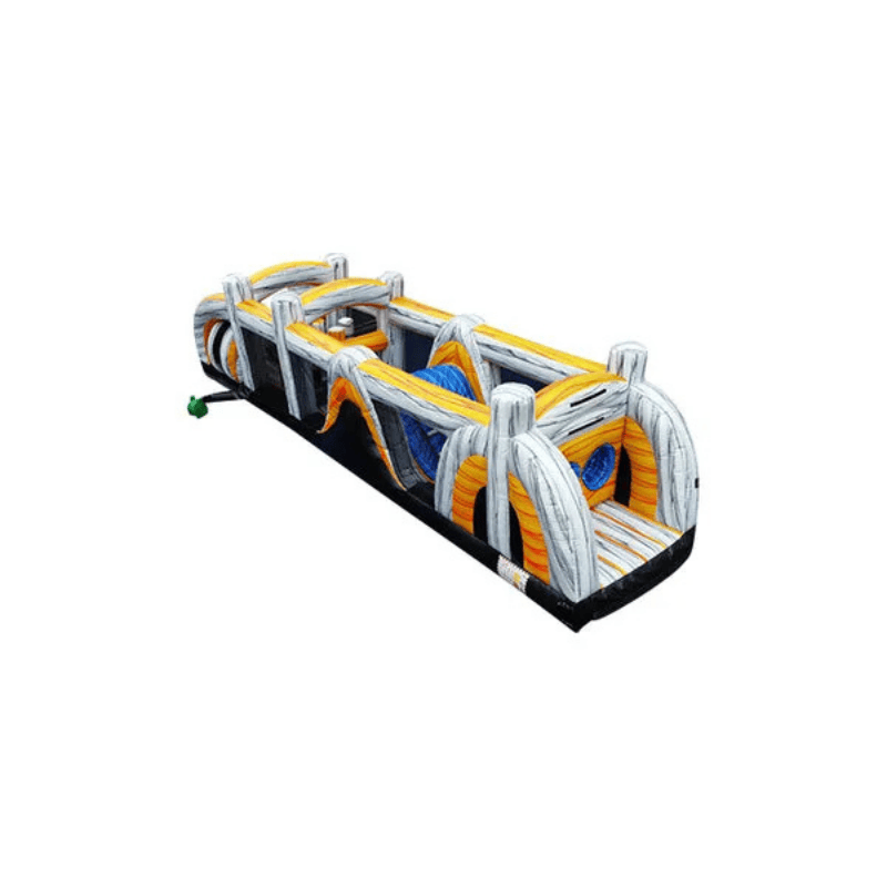 38ft Golden Road Obstacle – Eye-Catching Inflatable with Bold Colors Front Right View