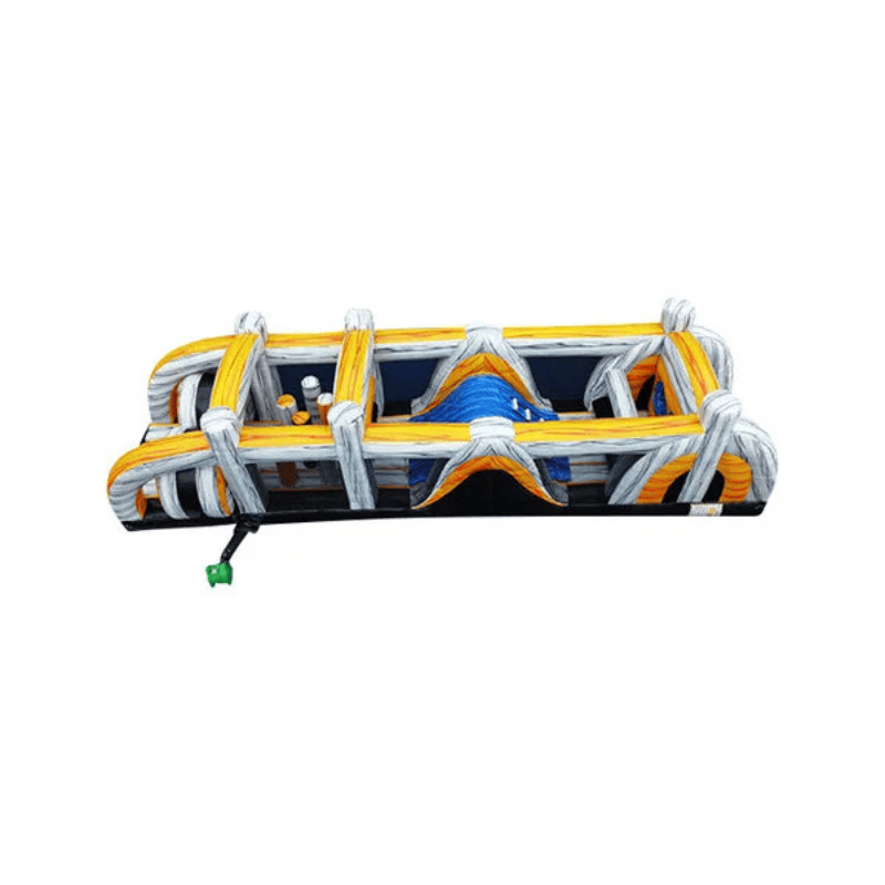 38ft Golden Road Obstacle – Eye-Catching Inflatable with Bold Colors Side Top View