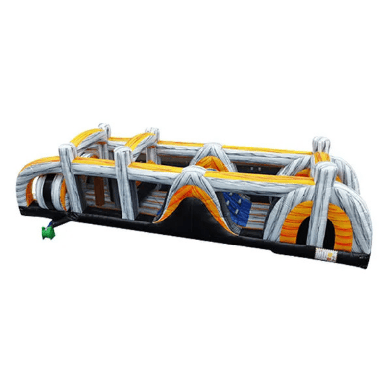 38ft Golden Road Obstacle – Eye-Catching Inflatable with Bold Colors Side View