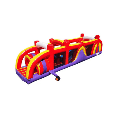 38ft Sunny Obstacle Course – Bright Yellow Inflatable with Slide and Hurdles Left View