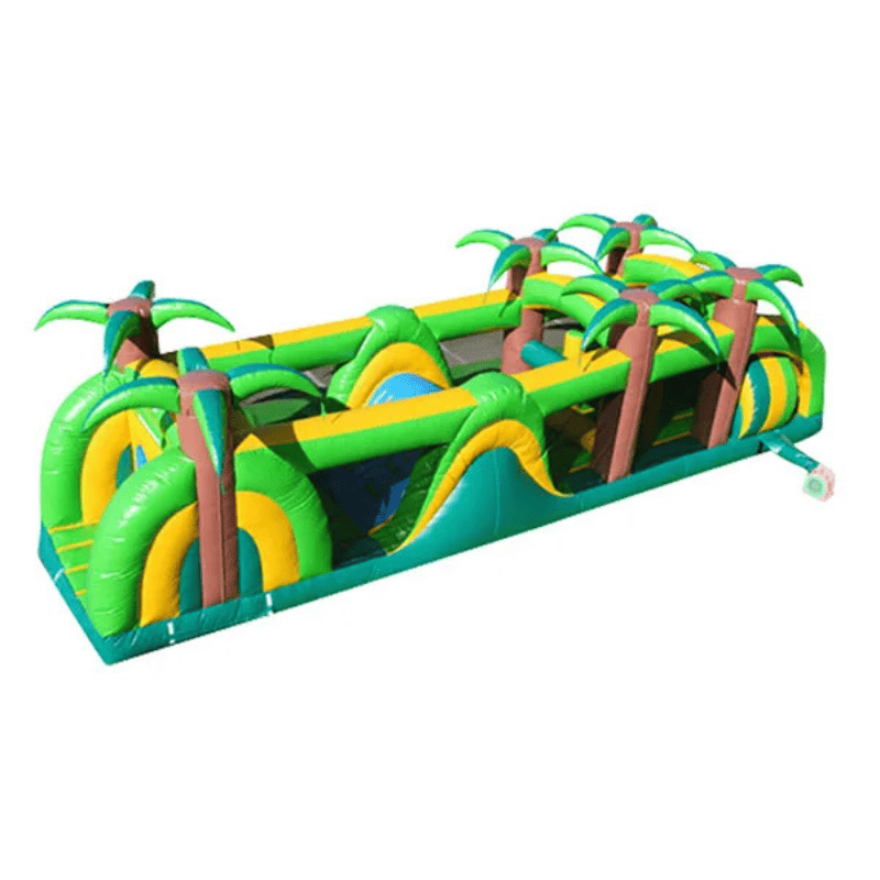 38ft Tropical Obstacle – Small Island-Themed Inflatable Course Top Left Alternate View