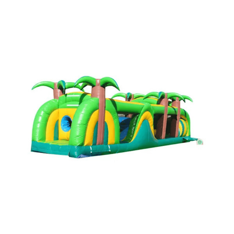 38ft Tropical Obstacle – Small Island-Themed Inflatable Course Front Left Alternate View