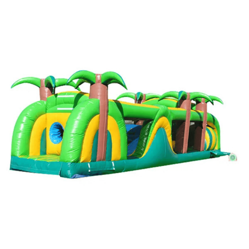 38ft Tropical Obstacle – Small Island-Themed Inflatable Course Front Left View