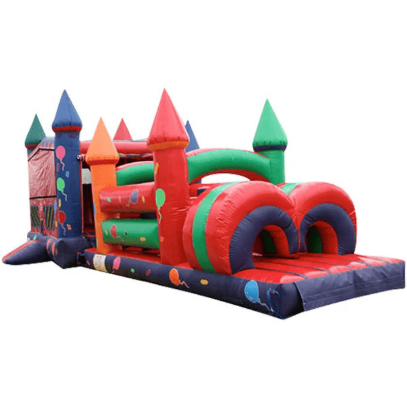 53ft Balloon Confetti Obstacle – Party-Themed Inflatable for Celebrations Front Right View