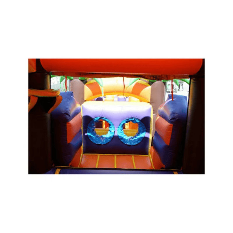 53ft Tropical Obstacle Course – Compact Island Bounce and Slide Combo Inside View