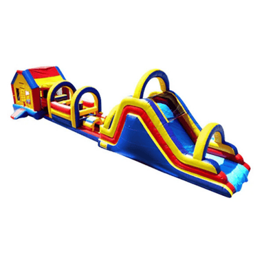 65ft Obstacle Challenge – Extended Inflatable Course for Maximum Fun Front Left View