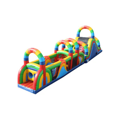 68ft Rainbow Obstacle Course – Colorful Inflatable for School and Community Events Front Left Alternate View