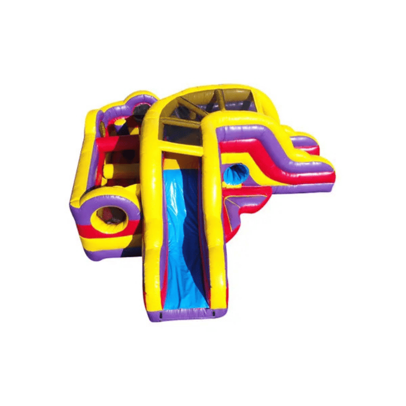 Tunnel Slide Combo – Compact Inflatable Bounce and Tunnel Adventure Top Front Right View