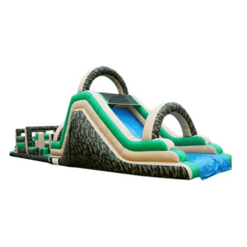68ft Boot Camp Obstacle Course – Military-Themed Inflatable Adventure Front Right View with Rear Obstacle