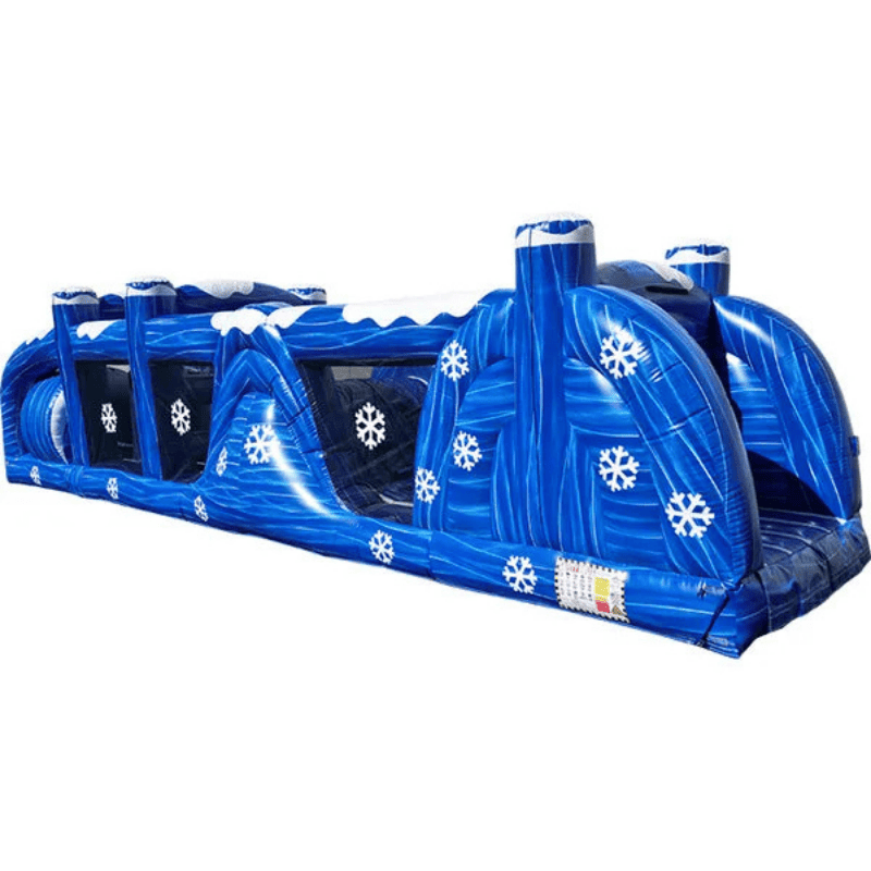 38ft Winter Wonder Obstacle – Snow-Themed Inflatable Obstacle Course Side View