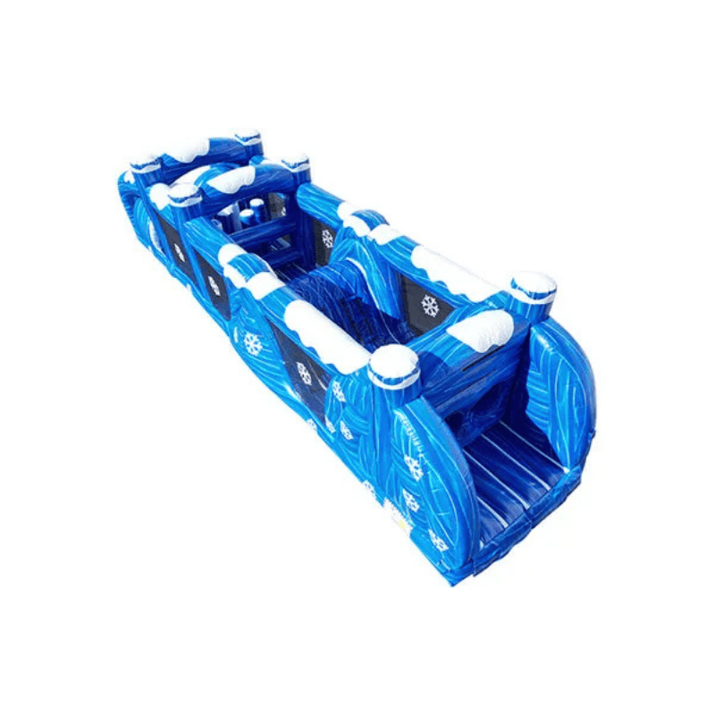 38ft Winter Wonder Obstacle – Snow-Themed Inflatable Obstacle Course Front Top View