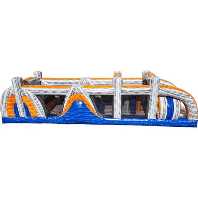 38ft Marble Madness Obstacle – Compact Marble-Print Inflatable Course Side View