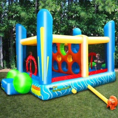 KidWise Jump'n Dodgeball Sports Game Inflatable Bounce House Residential Rear View in Backyard