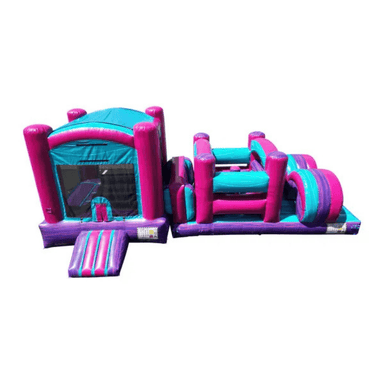 33ft Tiffany’s Obstacle Course – Elegant Girl-Themed Inflatable Challenge Front View