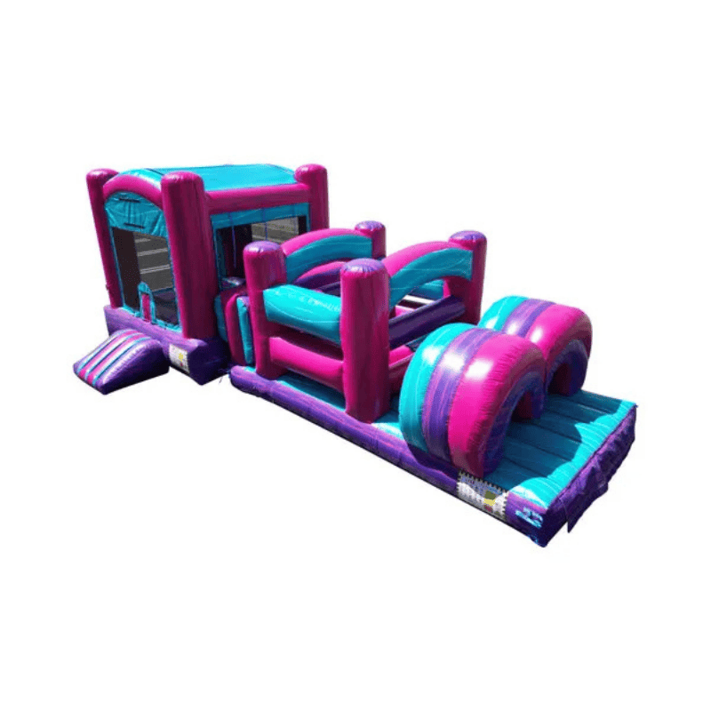 33ft Tiffany’s Obstacle Course – Elegant Girl-Themed Inflatable Challenge Front Left Alternate View