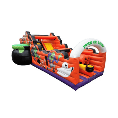 Trick or Treat Obstacle Course – Halloween-Themed Inflatable for Spooky Events Front Right View