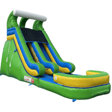 Moonwalk USA 16'H Dura-Lite Green Slide w Detachable Pool Front Right View