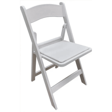 White Resin Folding Chair with Cushion