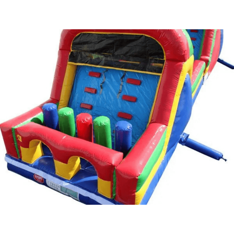 Moonwalk USA 24'L Green Obstacle Course Rear Obstacles View