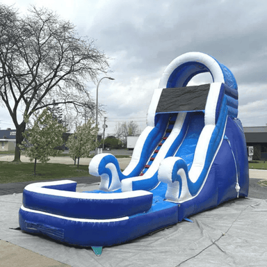Moonwalk USA 18'H Dura-Lite Ocean Water Slide w Detachable Pool Front Left View
