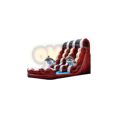 18' Double Lane Waterslide (THE FIRE) Front Left View