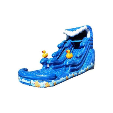 Bouncing Angels Duck Inflatable Water Slide - 16 FT in Blue Front Left