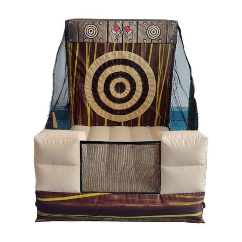 Front View of Eagle Bounce Inflatable Axe Throwing Game on White Background