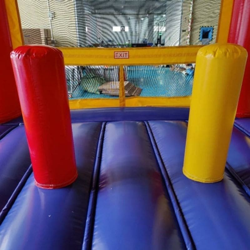 Inside Beams View of Castle and Classic Bounce Houses
