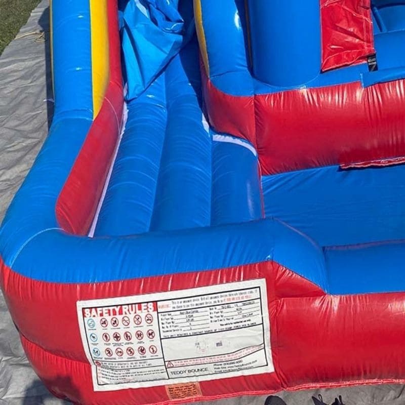 Safety Rules of Eagle Bounce's Red and Blue Inflatable with Slide