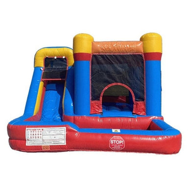 15 FT Red and Blue Combo Bounce House with Slide Front View