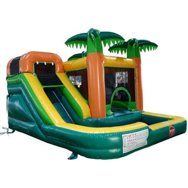 Front Right View of Eagle Bounce's Palm Tree Bounce House with Slide