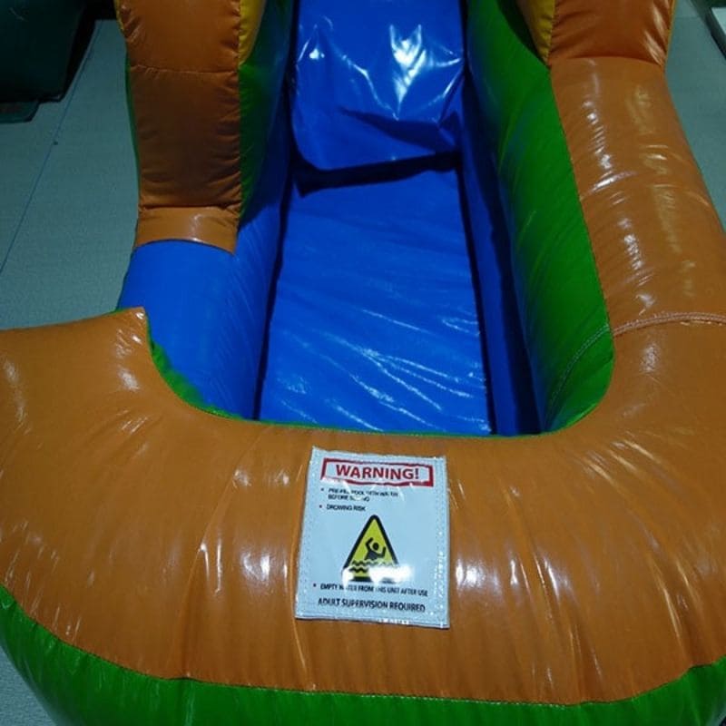 TB-C-010 Bottom of Slide View Palm Tree Combo Bounce House with Dual Lane Slides