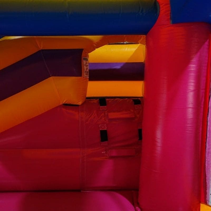 Inside Ladder View to Slide in Dual Lane Princess Castle Combo Bounce House