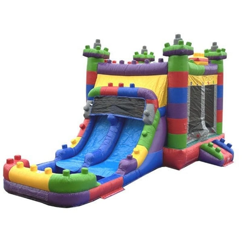 Eagle Bounce Dual Lane Block Water Combo with Slide Front Top Left