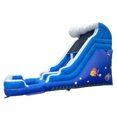Left View of Eagle Bounce Dura-Lite 13'H Ocean Water Slide in Blue