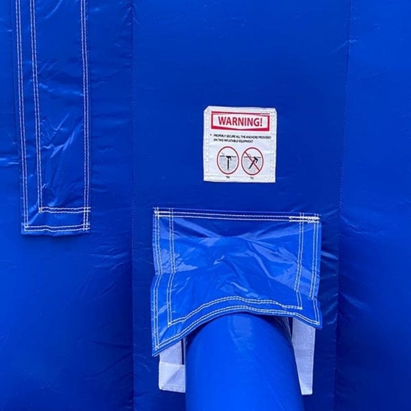 Blower Attachment Warning View on Eagle Bounce 13 ft Commercial Grade Ocean Themed Water Slide