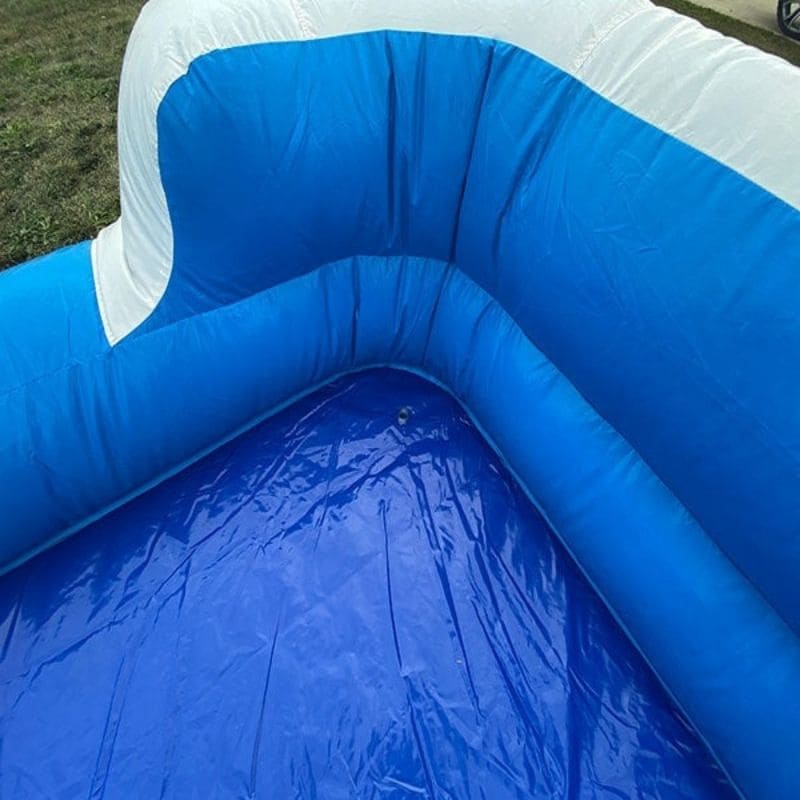 Pool Corner View of Eagle Bounce Blue Ocean Waterslide for Kids