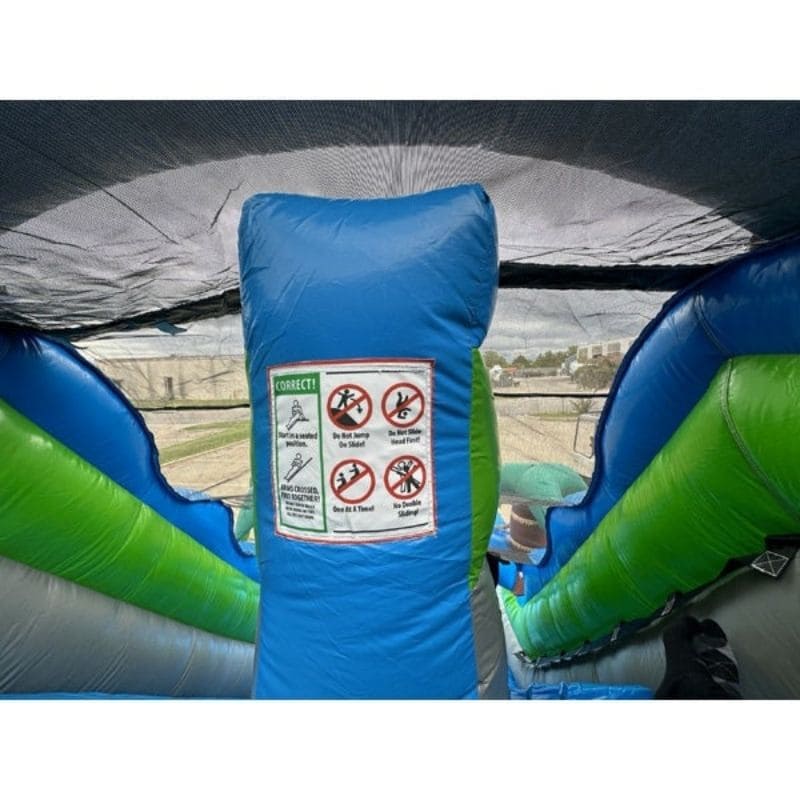 Top Slide View of 15'H Palm Tree Slide in Blue Wet and Dry