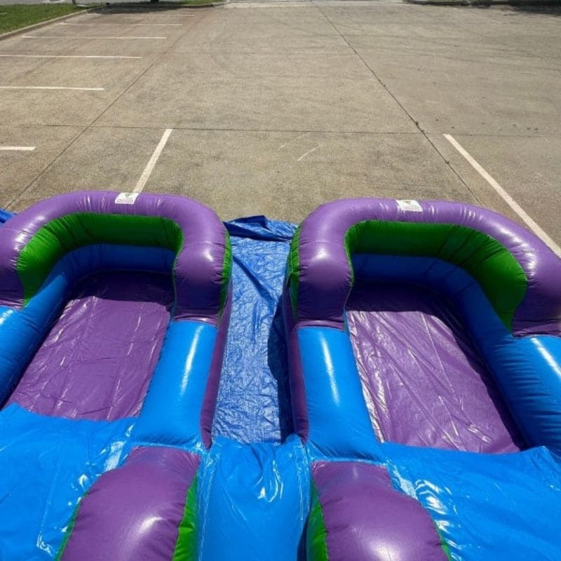 Dual Purple Pool View on Eagle Bounce Dual Palm Tree Water Slide for Sale